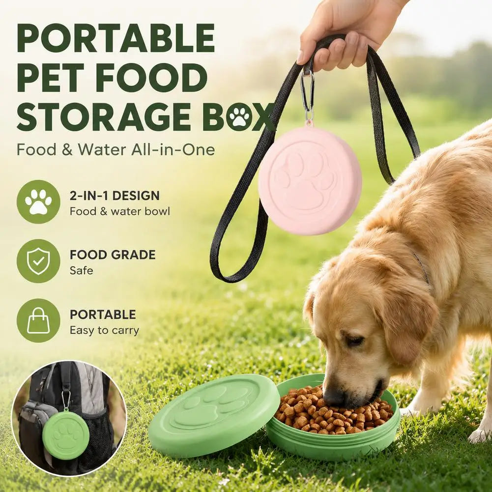 2-in-1 Travel Pet Bowl with Carabiner | Dog Food & Water Dish Travel Pet Bowl QXL