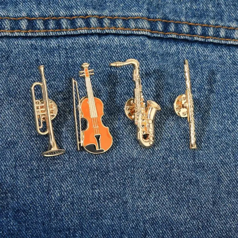 Musical Instrument Enamel Brooch Pin | Trumpet Violin Saxophone Enamel Brooch Pin QXL