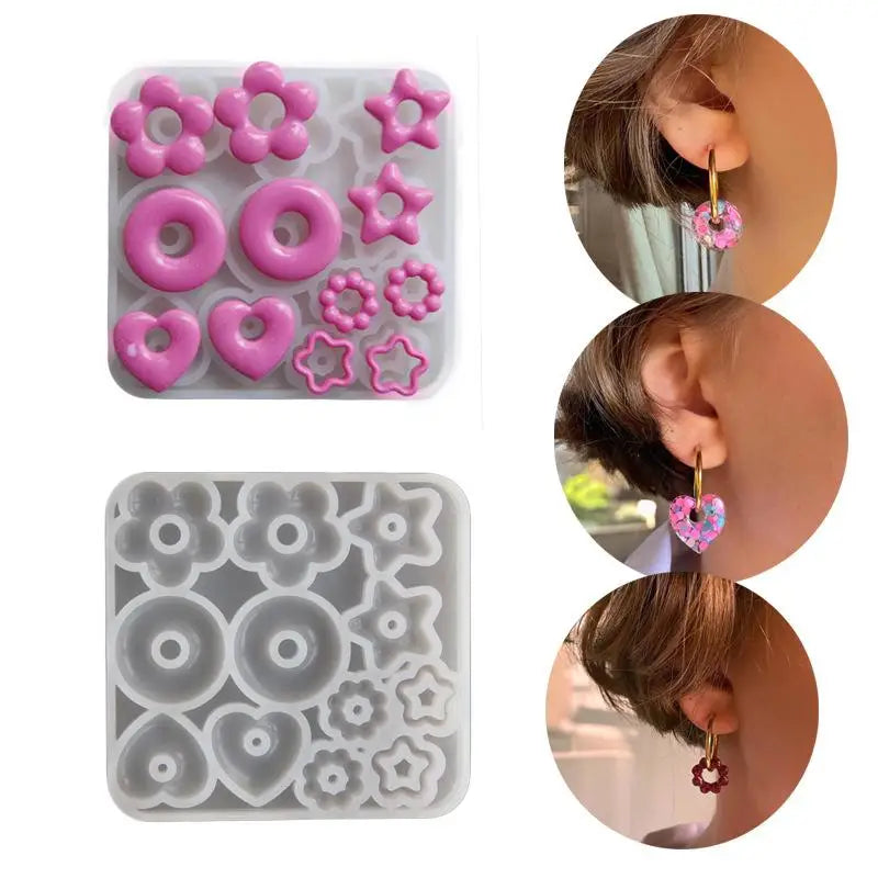 Silicone Resin Casting Molds – Heart Star Flower Jewelry DIY Silicone Casting Mold QXL