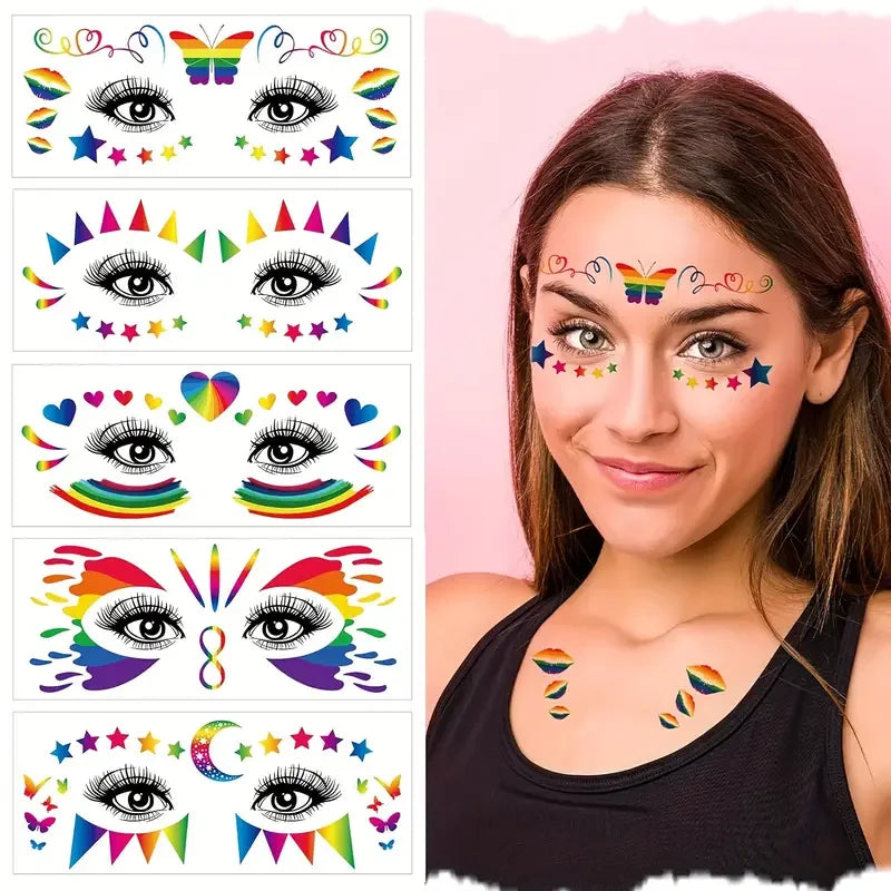 10-Pack Rainbow Pride Temporary Tattoos | Butterfly & Heart Designs Temporary Tattoos QXL