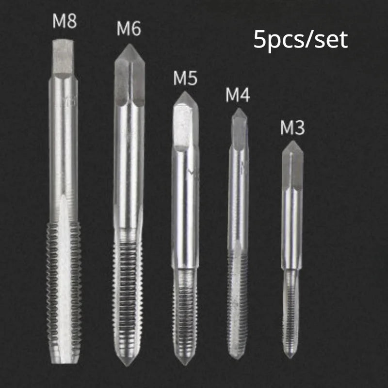 M3–M8 Metric Hand Tap Set | Plug Thread Tapping Tool Hand Tap Set QXL 5pcs
