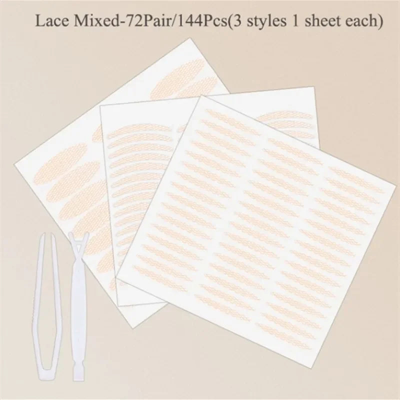 Invisible Mesh-Lace Eyelid Tape Stickers | 240pc Double Fold Kit Eyelid Tape Stickers QXL 144pcs