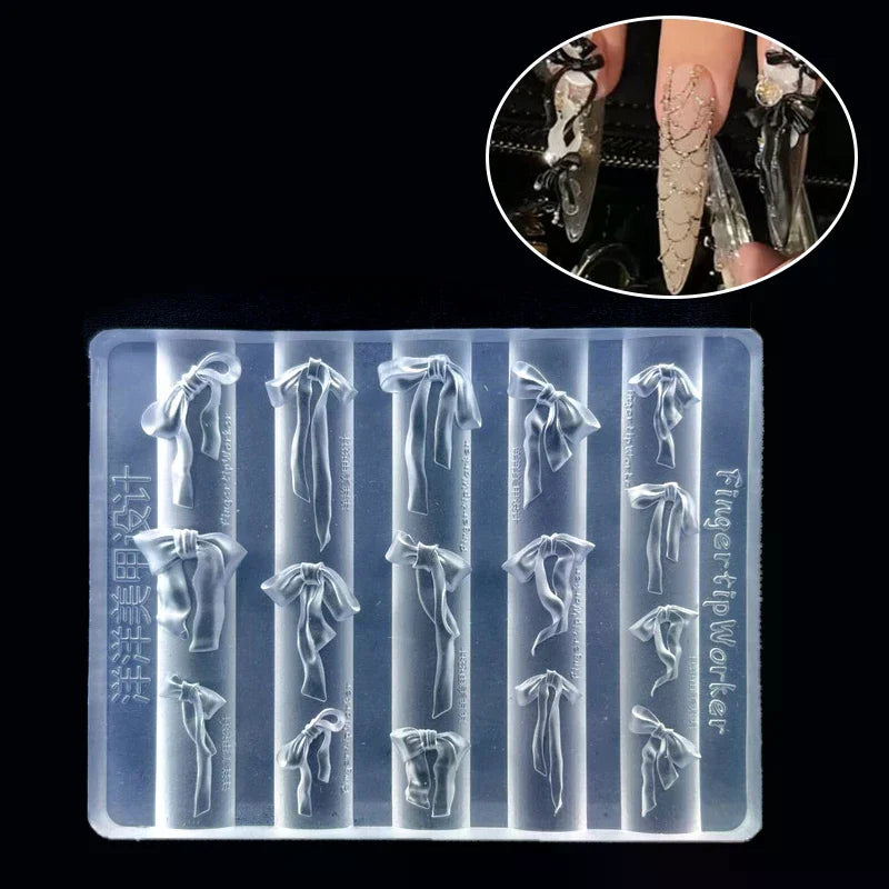 3D Bowknot Silicone Nail Art Mold | DIY Ribbon Bow Manicure Silicone Nail Mold QXL