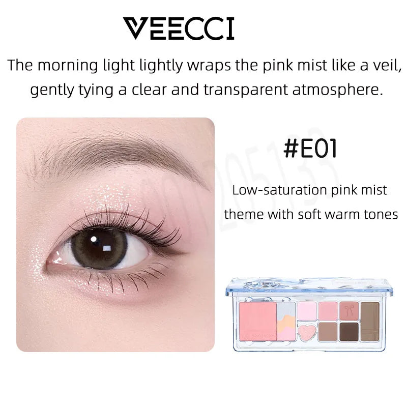 VEECCI 11-Color Eyeshadow & Highlighter Palette – Matte Shimmer Eyeshadow Palette QXL E01