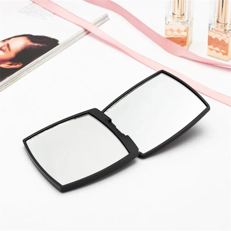 Square Double-Sided Compact Pocket Mirror | Portable Makeup Compact Pocket Mirror QXL black