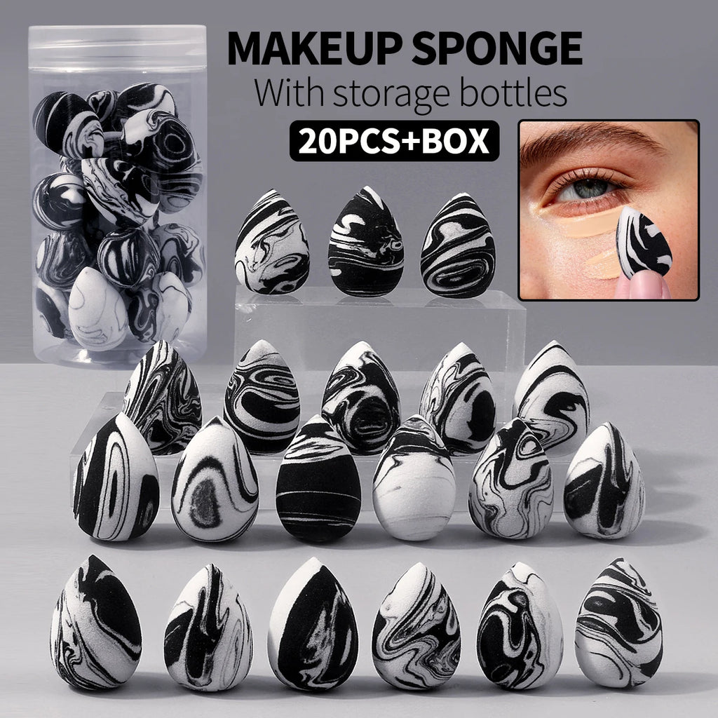 20-Pack Mini Makeup Sponges with Dust-Proof Storage Jar Mini Makeup Sponge Set QXL