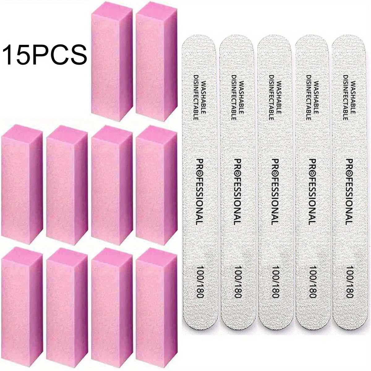 15-Pack 4-Sided Nail Buffer Blocks | Sponge Sanding & Shine Set Nail Buffer Blocks QXL 01