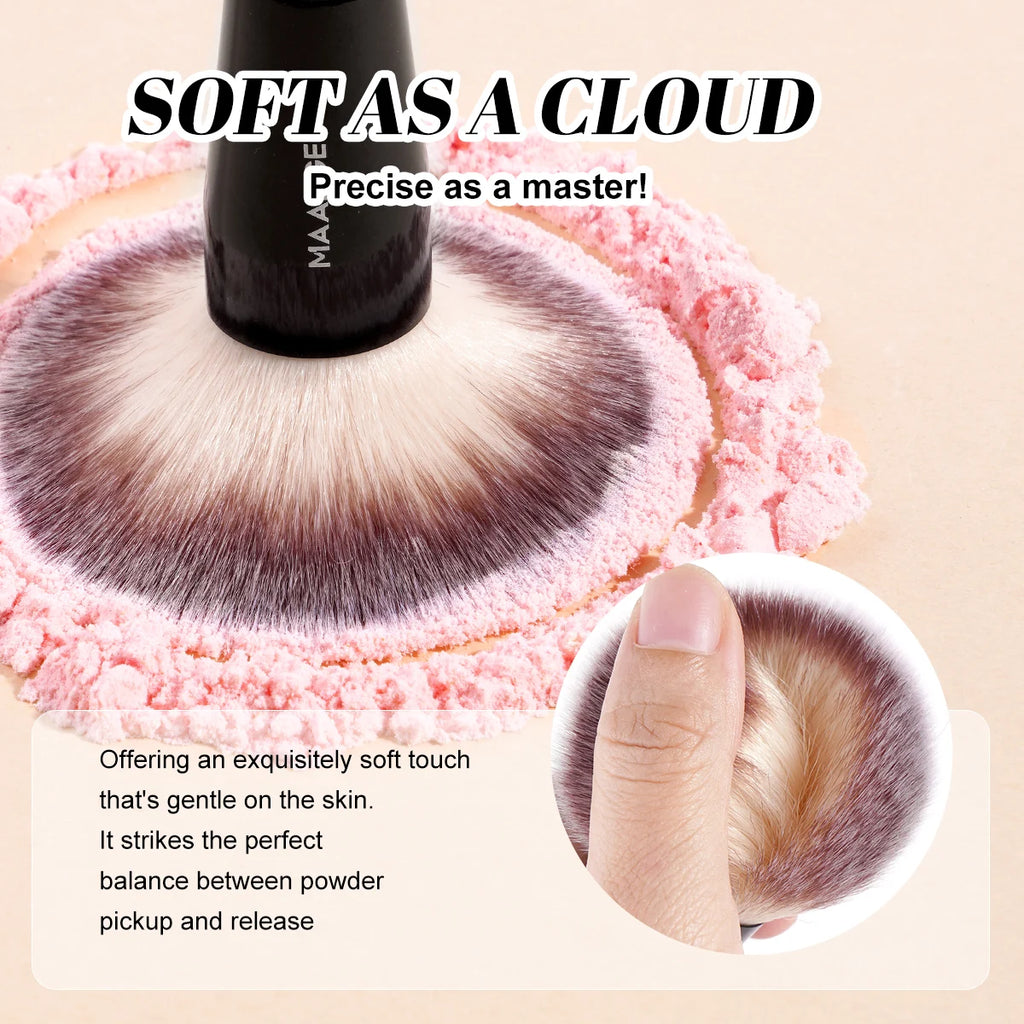MAANGE 2-Pc Soft Synthetic Makeup Brushes – Powder & Contour Makeup Brush Set QXL