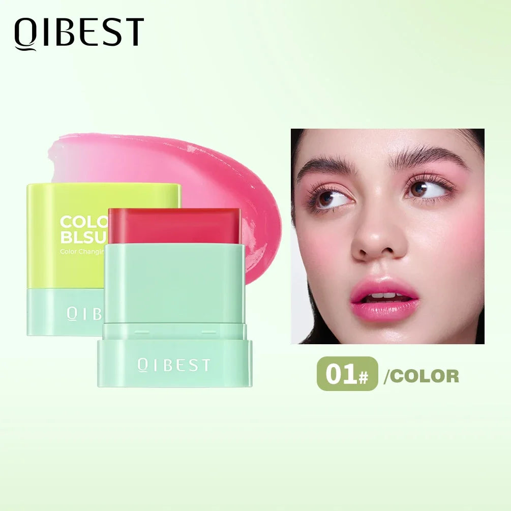 QIBEST Jelly Blush Stick – 3-in-1 Lip, Cheek & Eye Tint Blush & Lip Tint Stick QXL 01