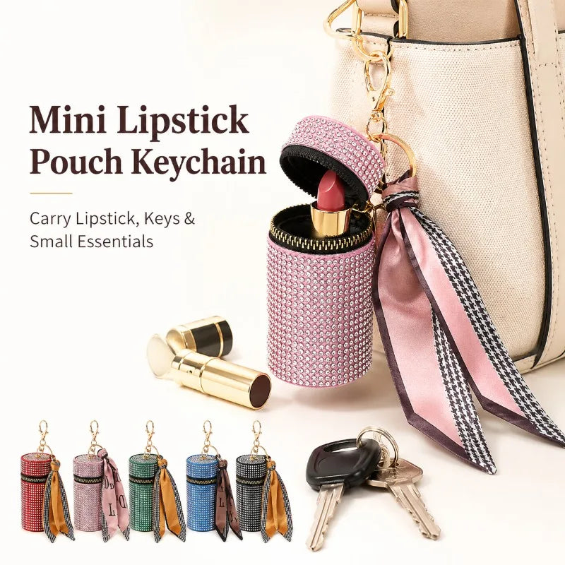 Rhinestone Mini Bucket Pouch Keychain | Coin Purse Bag Charm Keychain Coin Purse QXL