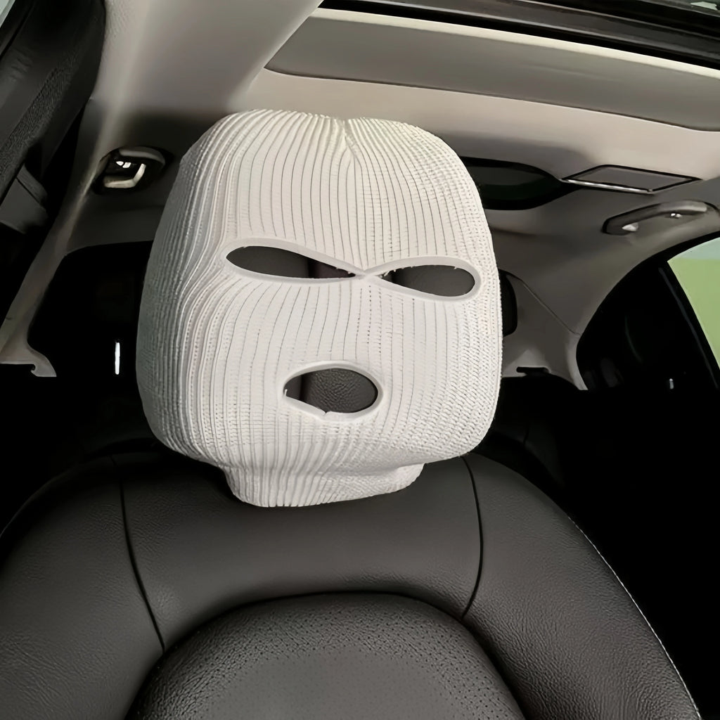 Funny Black & White Car Headrest Cover | Universal Fit Car Headrest Cover QXL White-1pc