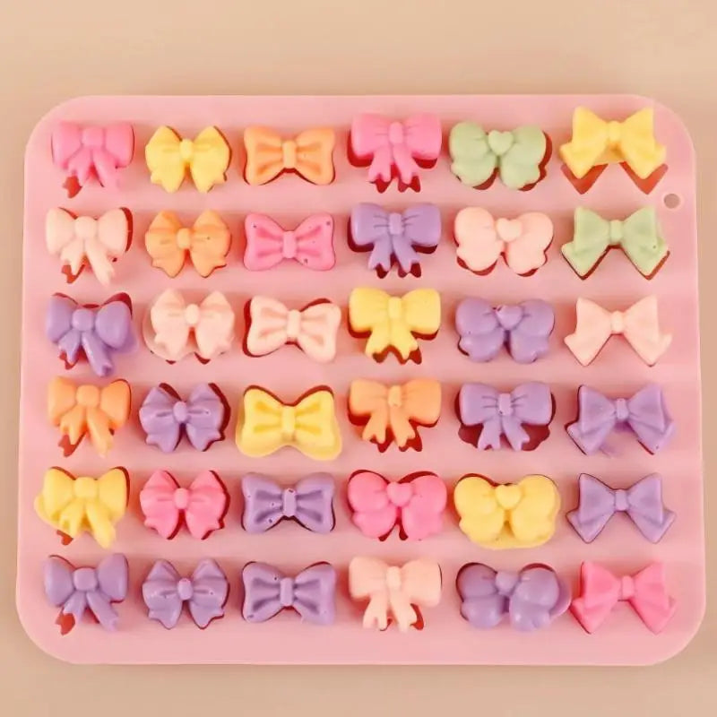 36-Cavity Bow Silicone Mold – 6 Shapes Chocolate & Fondant Silicone Baking Mold QXL