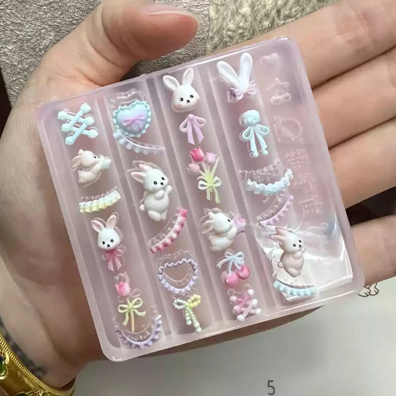3D Silicone Nail Art Mold – Lace Bowknot & Bunny DIY Design Nail Art Mold QXL