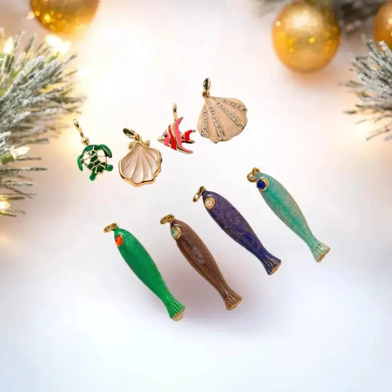 Retro Fish & Shell Charms | DIY Ocean Jewelry Pendants Jewelry Charm Pendant QXL