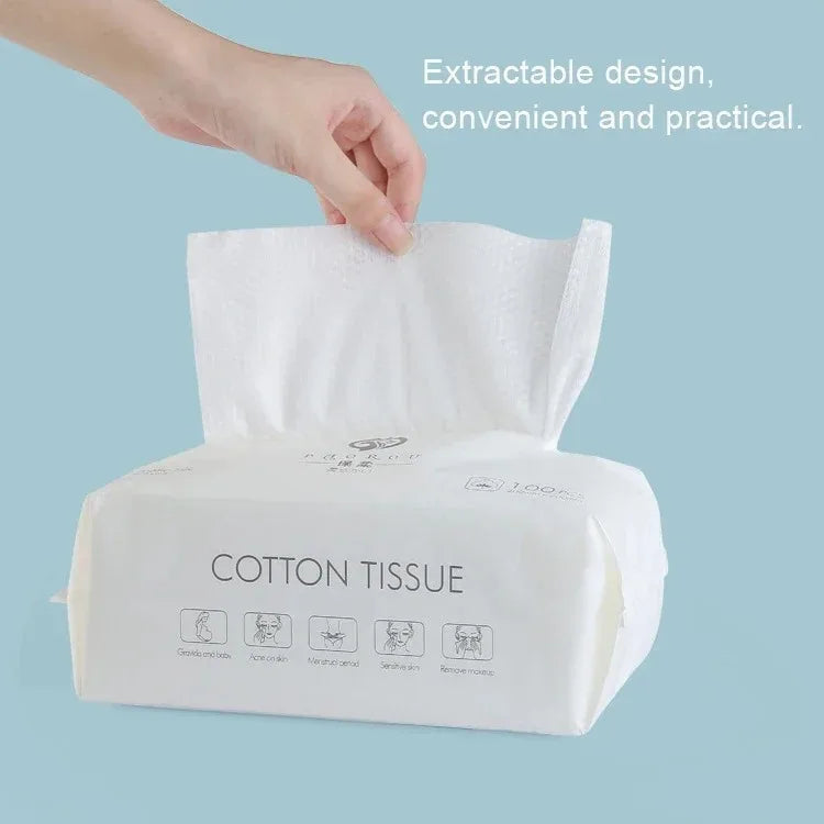 100-Pack Biodegradable Cotton Facial Towels | Makeup Remover Pads Disposable Facial Pads QXL WHITE