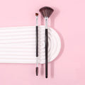 KOSSHOW 2-Pc Fan Highlight & Dual-End Eyebrow Brush Set Makeup Brush Set QXL black