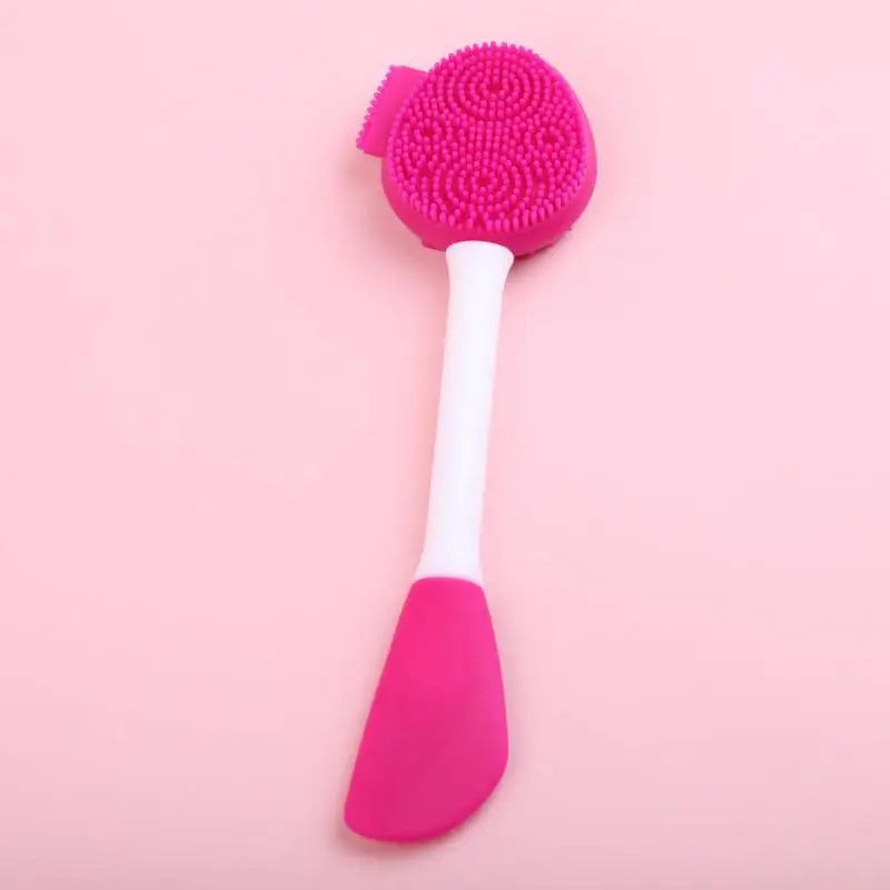 2-in-1 Silicone Facial Cleansing Brush & Mask Spatula Facial Cleansing Brush QXL one size Rose red