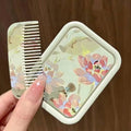 Lotus Folding Pocket Mirror with Comb | Compact Makeup Mirror Compact Makeup Mirror QXL 1PC