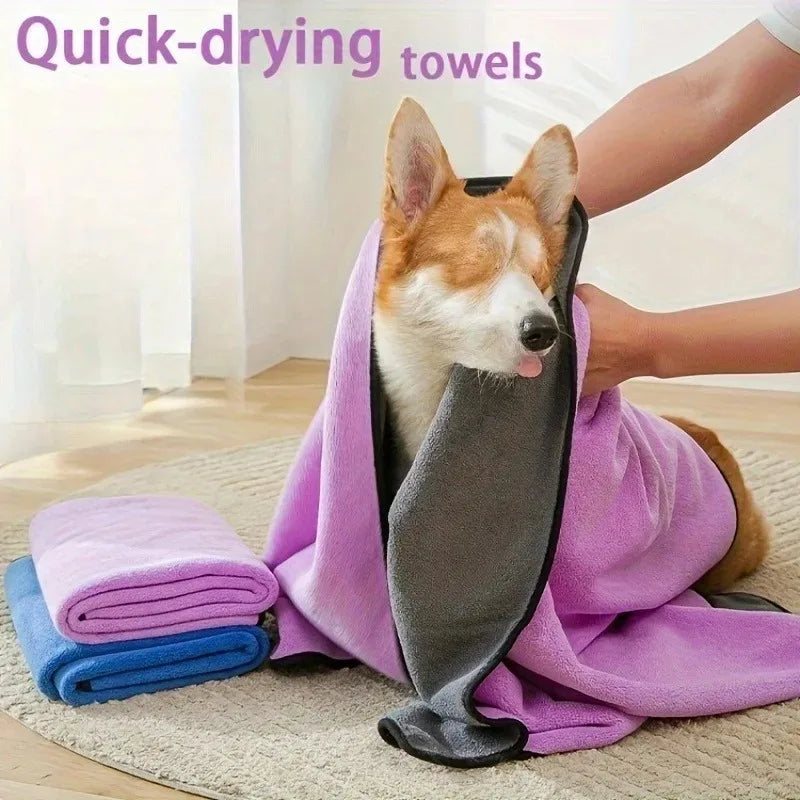 Super Soft Coral Velvet Dog Towel | Thick Absorbent Pet Towel Pet Drying Towel QXL