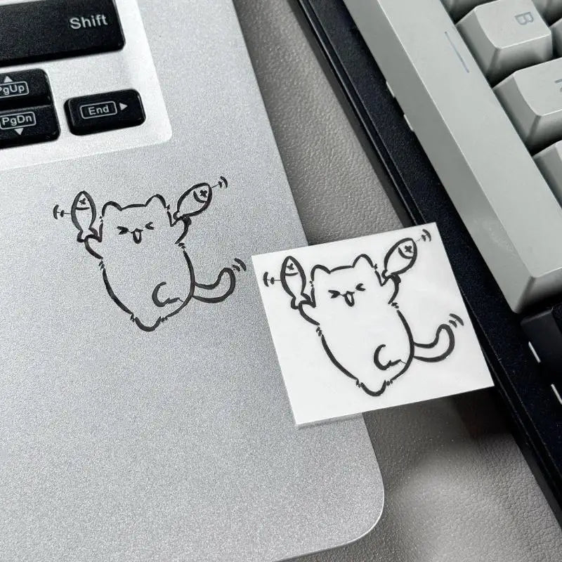 Waterproof 3D Metal Stickers | Girl & Cat Cartoon DIY Decor Decorative Stickers QXL A3