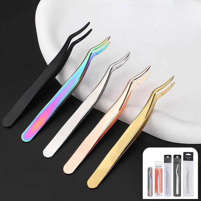 Stainless Steel False Eyelash Tweezers | Precision Lash Tool Eyelash Tweezers QXL