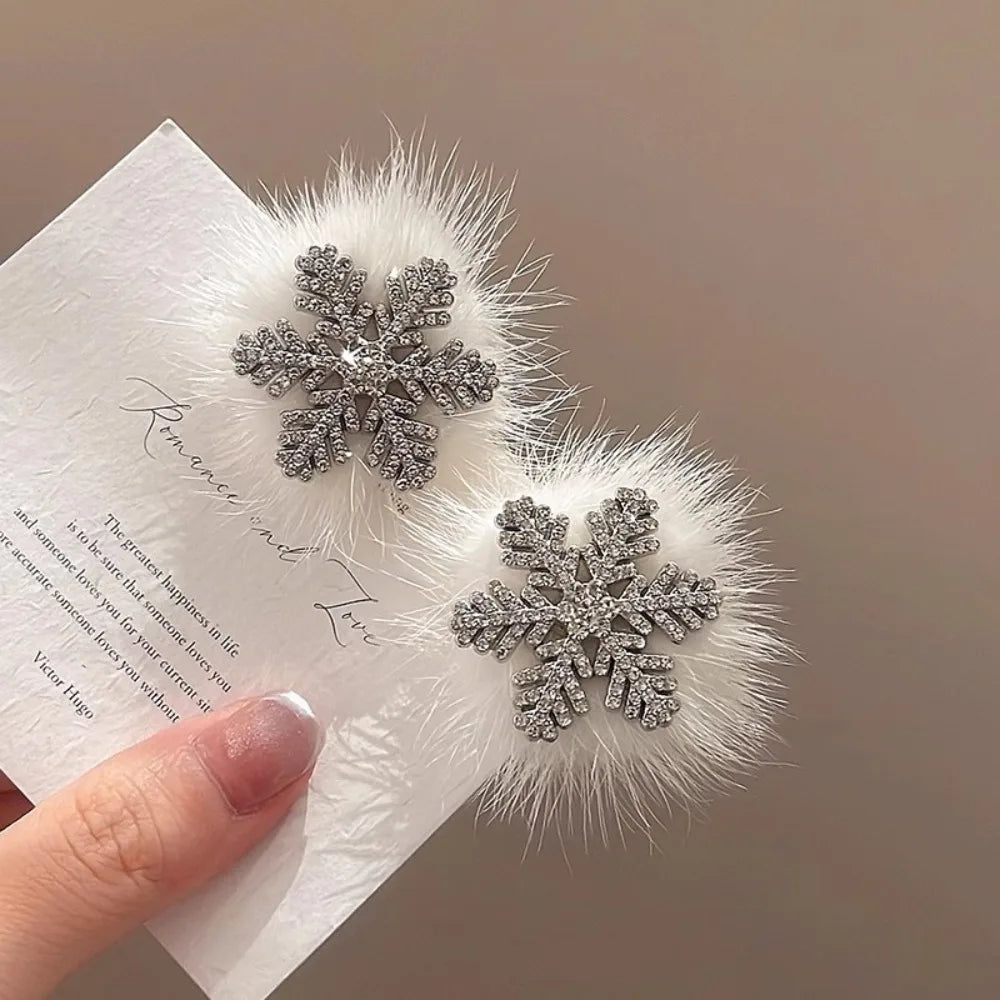 2-Pack Rhinestone Snowflake Hair Clips | Pearl Silver Barrettes Hair Clips Barrettes QXL C