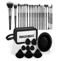 MAANGE 30-Pc Makeup Brush Set with Sponges & Cleaning Mat Makeup Brush Set QXL Black