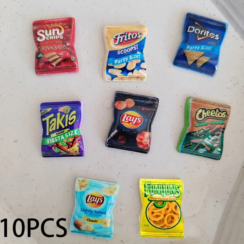 10-Pack Miniature Potato Chips Dollhouse Food Models – Resin Dollhouse Miniatures QXL