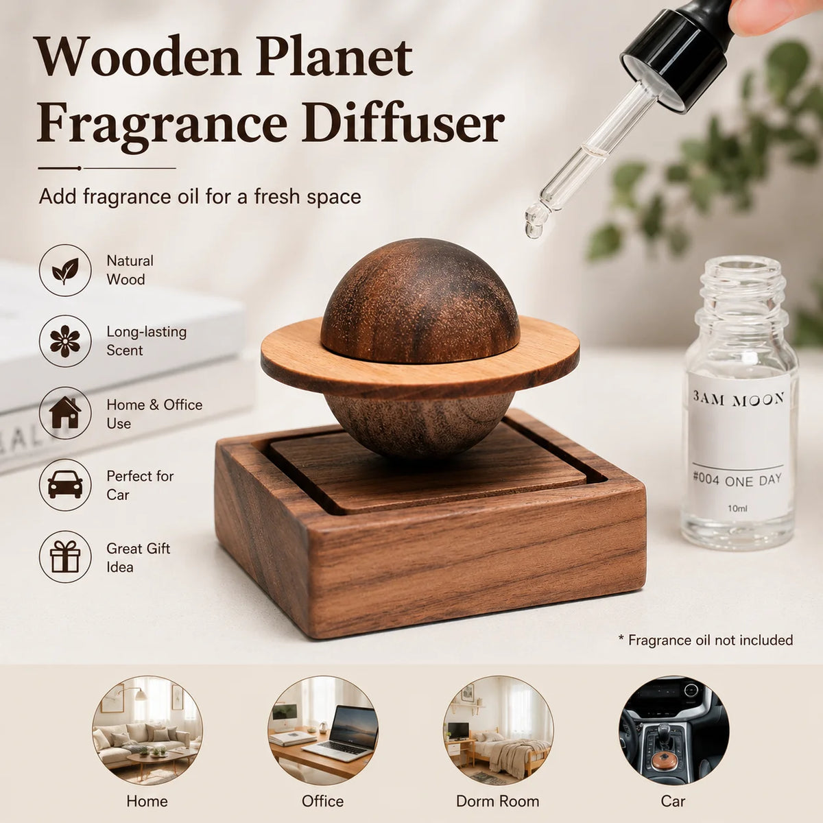 Jupiter Wood Scent Diffuser | Magnetic Floating Planet Ornament Wood Scent Diffuser QXL
