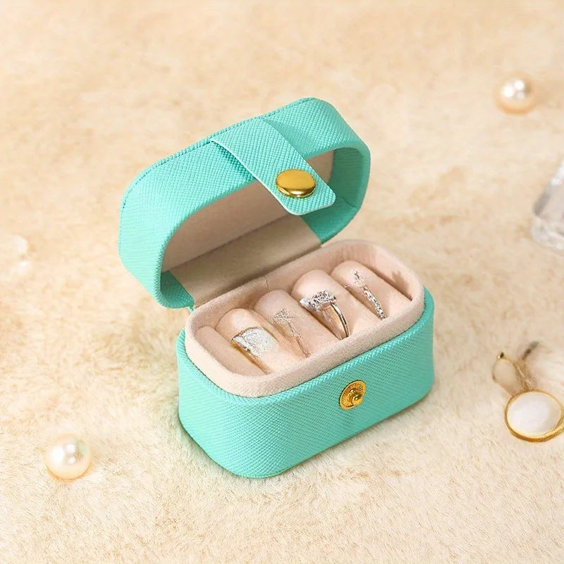 Mini Leather Jewelry Box | Portable Ring & Earring Organizer Jewelry Storage Box QXL