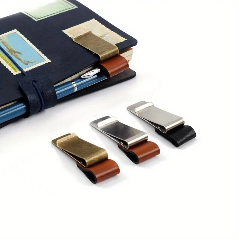 Metal Pen Clip & Card Holder for Laptop & Desk | Stationery Desk Pen Clip QXL