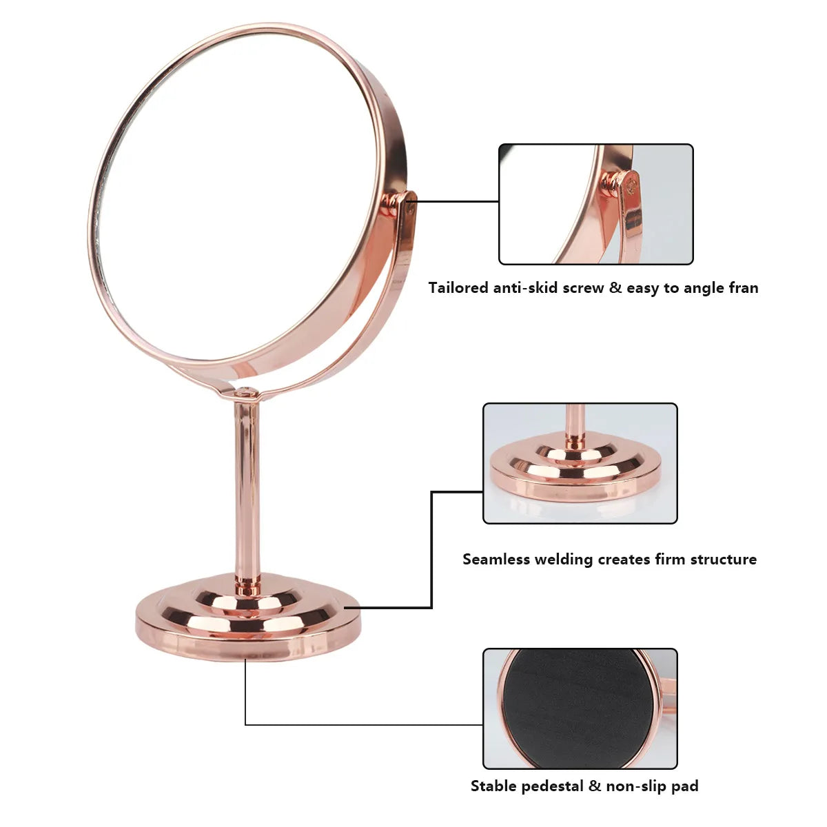 Double-Sided Vanity Mirror with 2X Magnification & Stand Vanity Makeup Mirror QXL