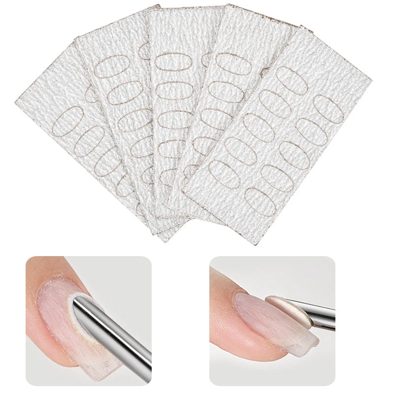 50-Pack Self-Adhesive Nail Sanding Flakes | Dual Grit Manicure Nail Sanding Flakes QXL