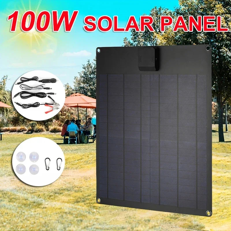 50W/100W Flexible Solar Panel USB & 12V Portable Outdoor Charger Portable Solar Panel QXL