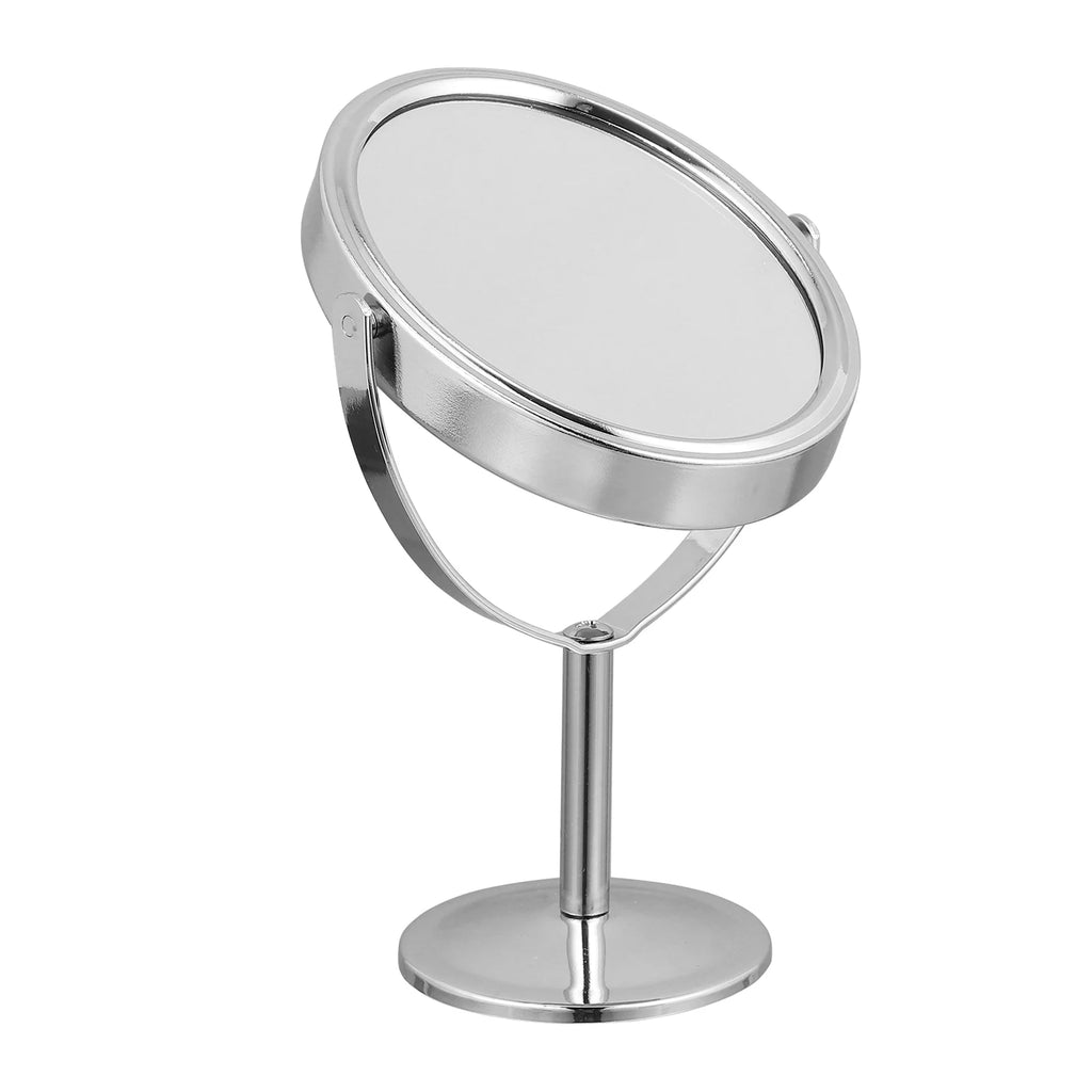 3-Inch Double-Sided Rotatable Desktop Makeup Mirror | Silver Desktop Makeup Mirror QXL