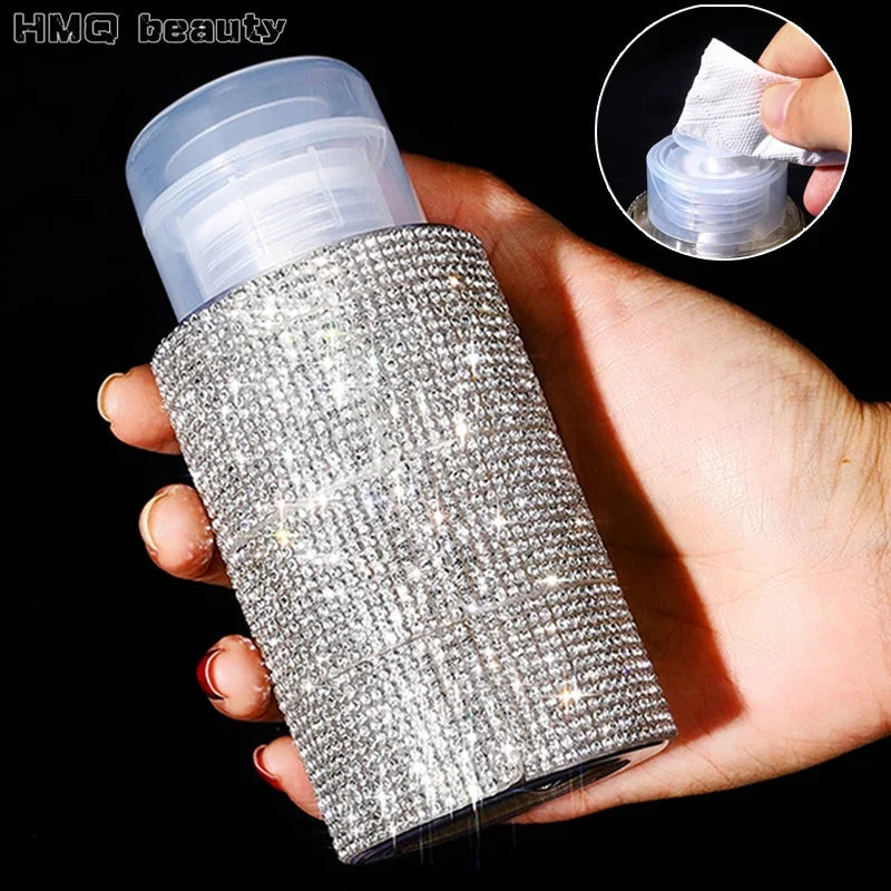 200ml Rhinestone Pump Dispenser Bottle | Refillable Nail Remover Pump Dispenser Bottle QXL