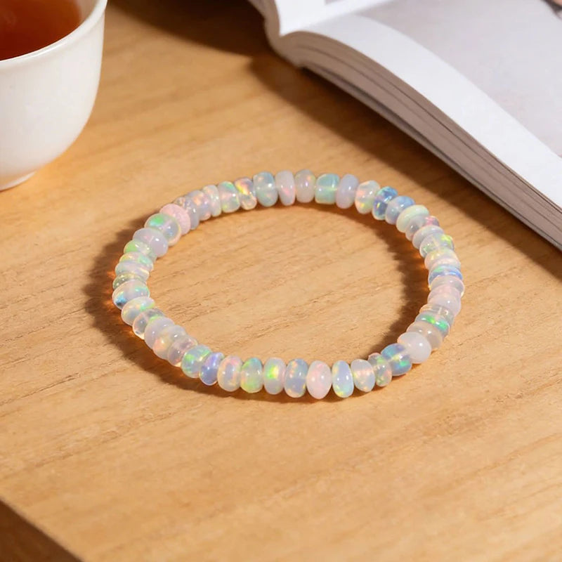 Opal Crystal Stretch Bracelet | 8mm Natural Stone Beads Women Stone Bead Bracelet QXL