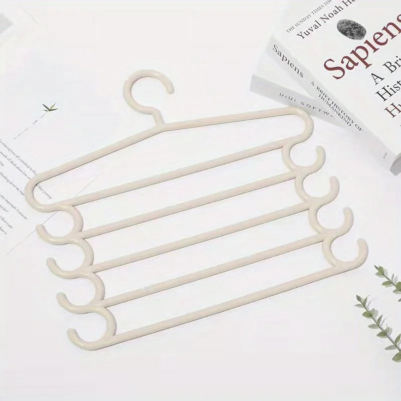 5-Layer Plastic Pants Hanger | Space-Saving Closet Organizer Clothing Hanger QXL