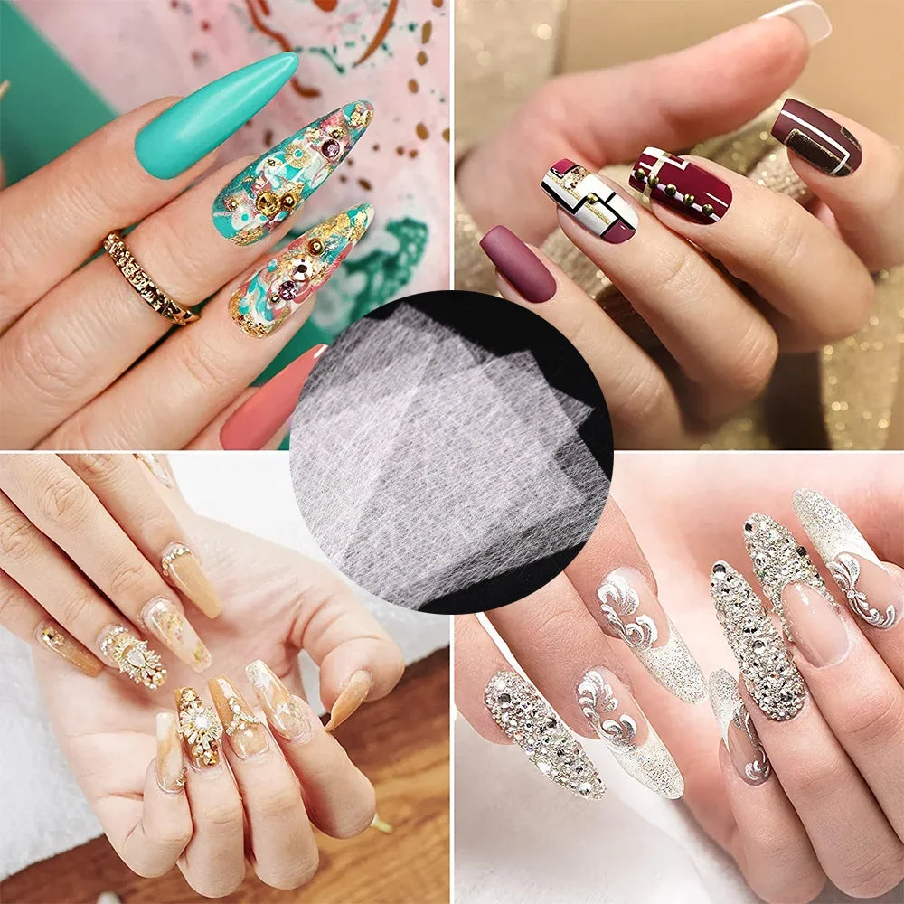 Silk Fiberglass Nail Extension Forms UV Gel Wrap | 10/20/50 Pcs Nail Extension Forms QXL