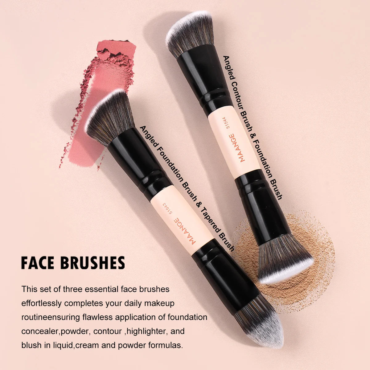 MAANGE 4-Piece Double-Ended Makeup Brush Set | Travel Kit Makeup Brush Set QXL