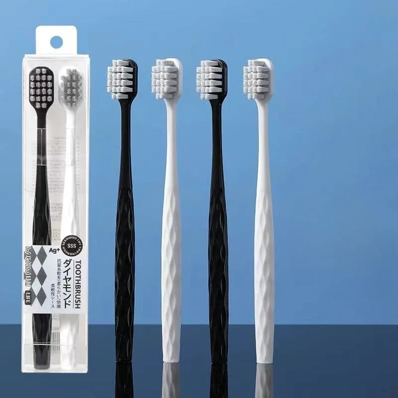 2-Pack Antibacterial Wide Head Soft Bristle Toothbrushes Manual Toothbrush Set QXL Default Title