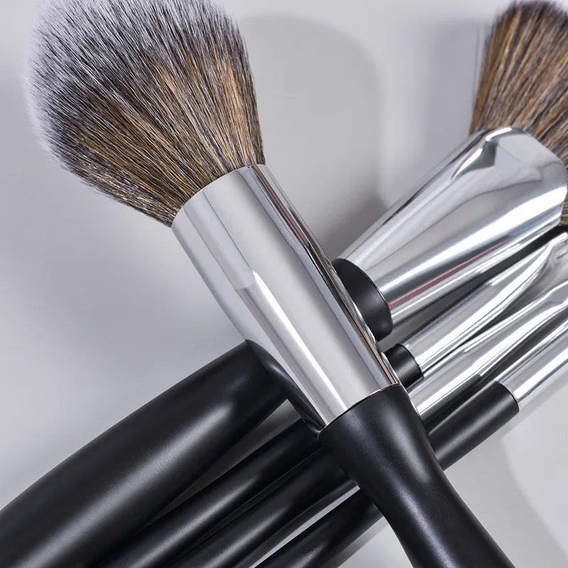 16-Piece Black Makeup Brush Set | Hourglass Handle & PU Case Makeup Brush Set QXL