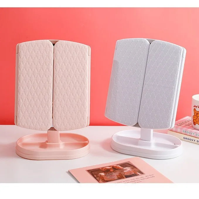LED Triple Folding Makeup Mirror – Shell Desktop Design LED Vanity Mirror QXL