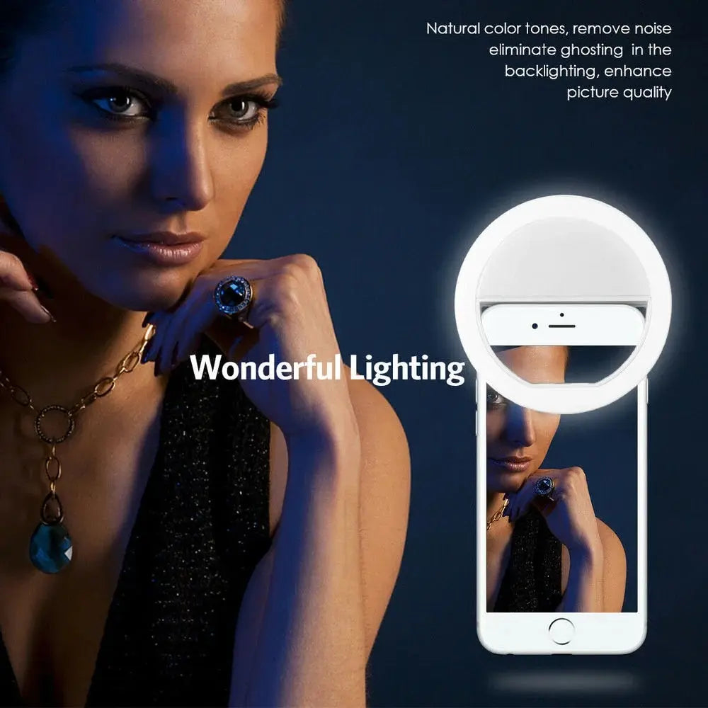 USB Rechargeable LED Selfie Ring Light with Phone Clip LED Selfie Ring Light QXL