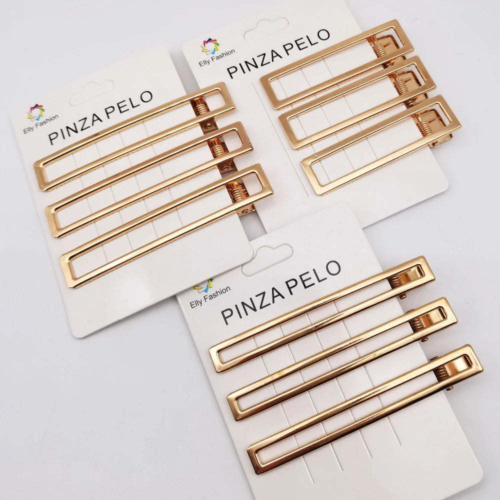 3-Pack Metal Geometric Hair Claw Clips | Korean Crab Barrette Hair Claw Clip Set QXL