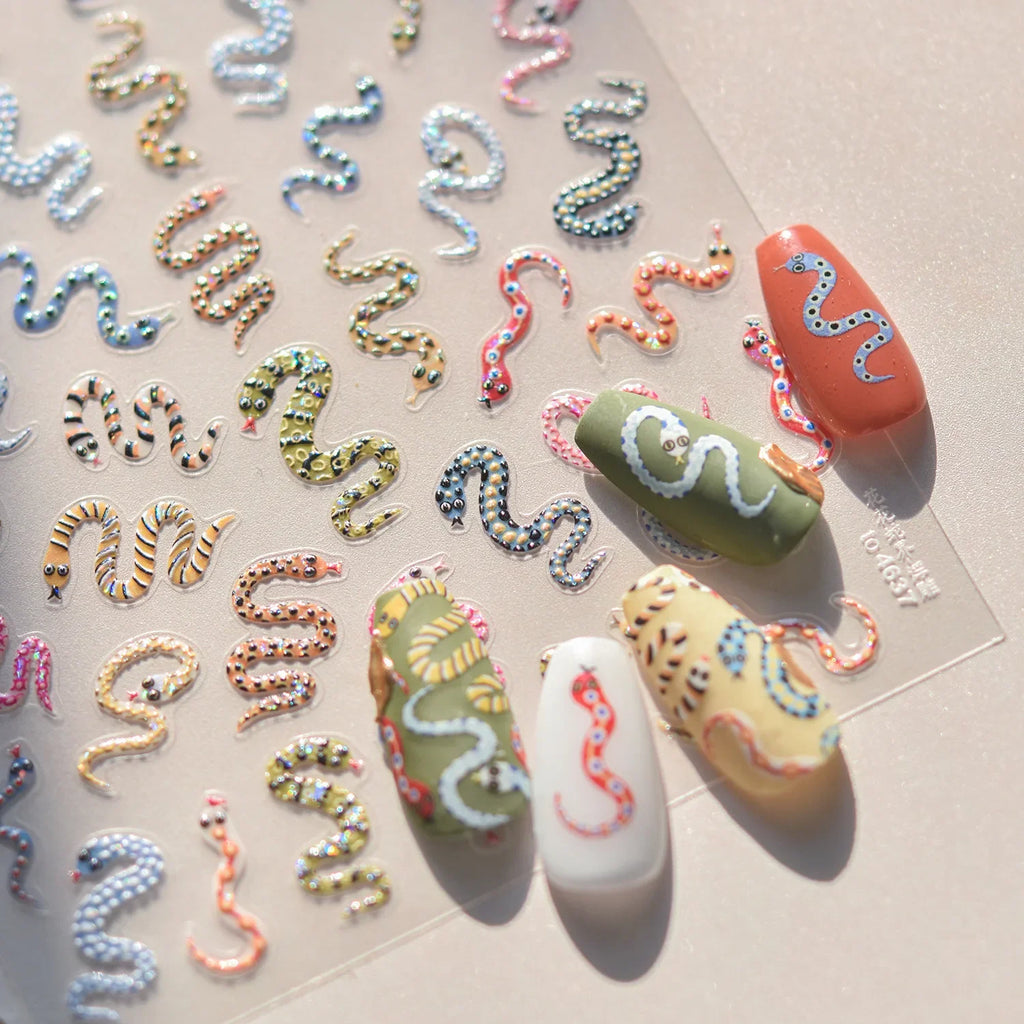 5D Embossed Snake Nail Stickers | Japanese DIY Nail Art Decals Nail Art Stickers QXL