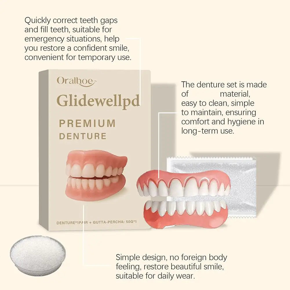 Reusable Silicone Veneer Dentures Set – Upper & Lower Silicone Veneer Dentures QXL