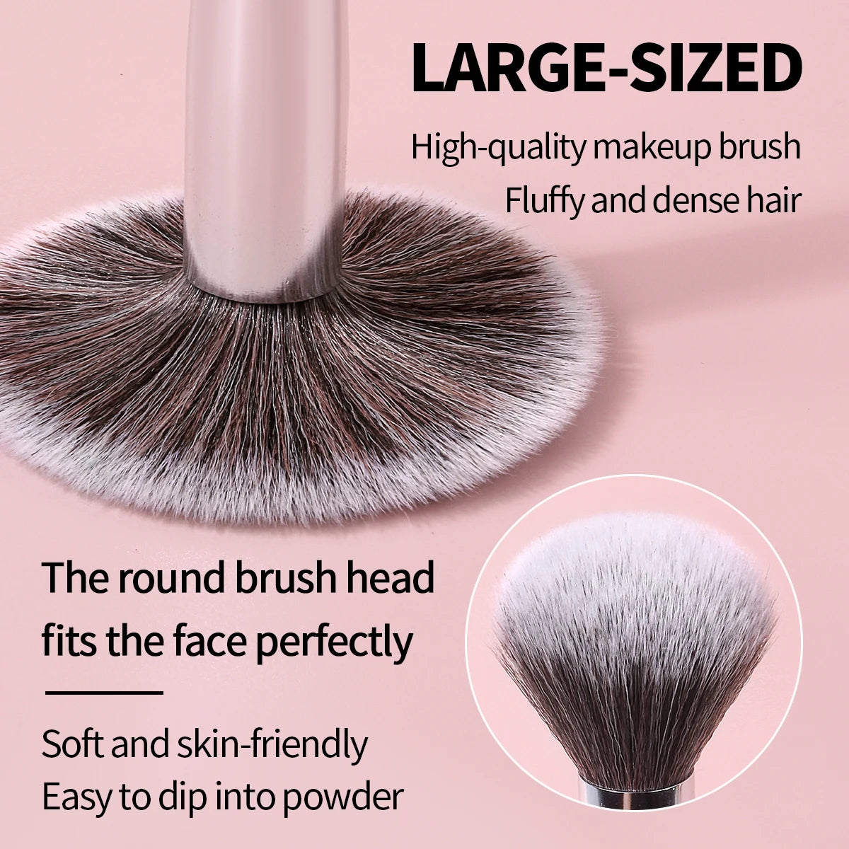KOSSHOW Dome Powder Makeup Brush | Gold Wood Handle Powder Makeup Brush QXL