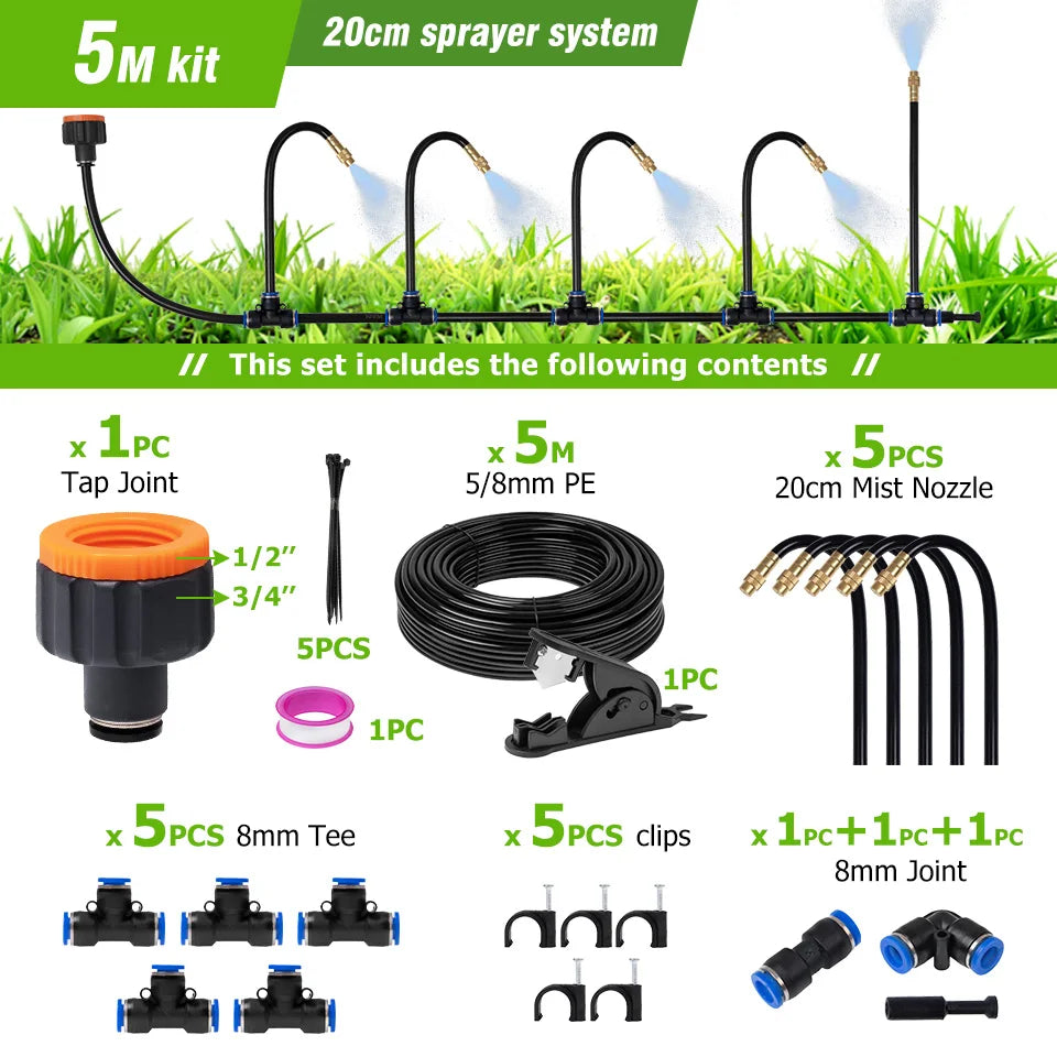 Dreamburgh 5M–30M Garden Misting & Drip Irrigation Kit Misting Irrigation Kit QXL 5M