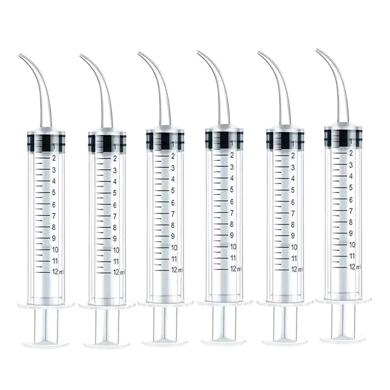 12ml No-Needle Plastic Dispensing Syringes | 3 or 6 Pack Liquid Dispensing Syringe QXL 6Pcs Elbow